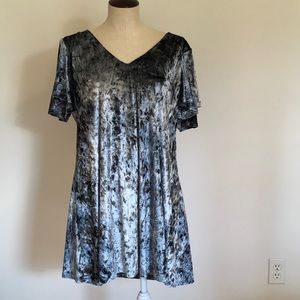 Caramela Crushed Velvet Blue Swing Dress Sz L